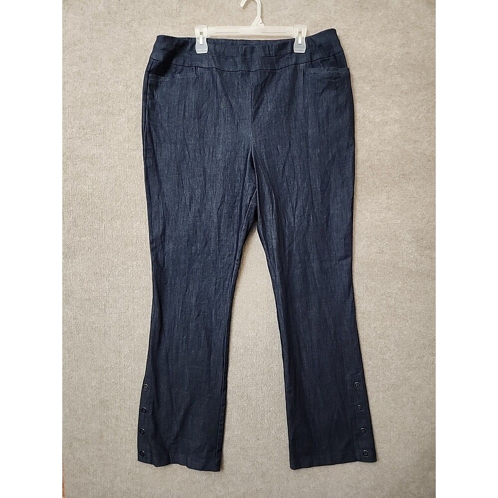 New York Co Trouser Pants Womens XXL Tall Chambray Blue Pull On Flared NEW